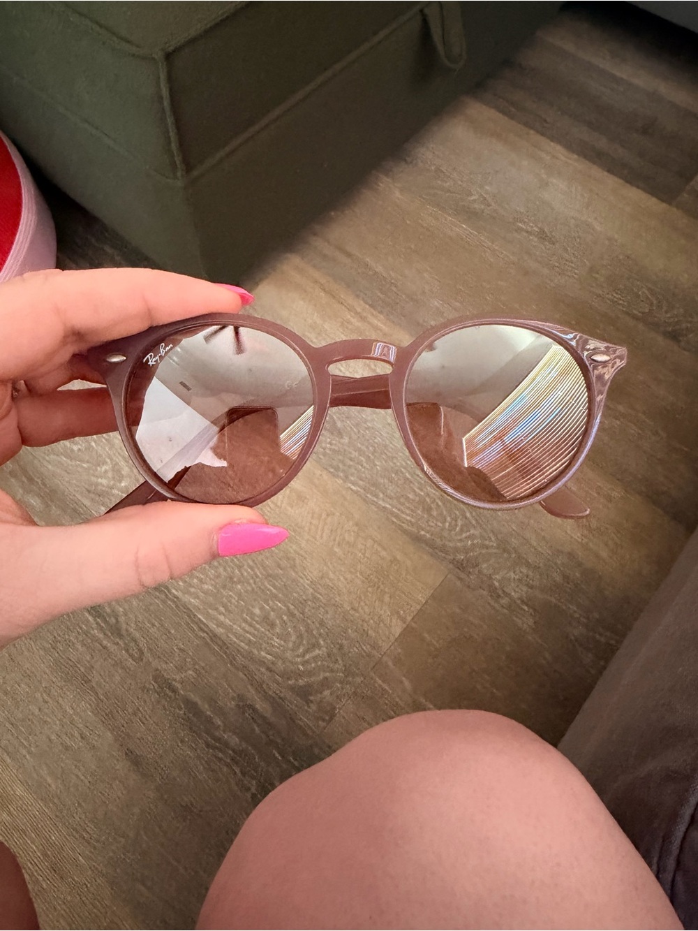 Ray-Ban Round Pink Translucent Sunglasses with Brown Lenses RB2180